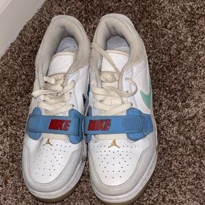 Nike White Sneakers with Blue and Green Accents